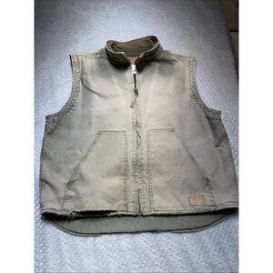 CE Schmidt Workwear Vest Men  XL 48-50 Lined Full Zip Khaki W/Pockets Rough Worn